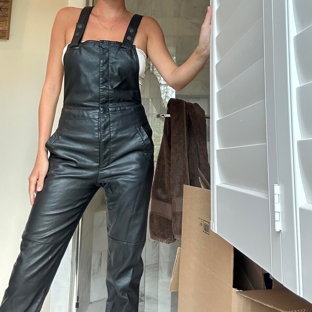 Free People Black leather Overalls - Picture 2 of 11